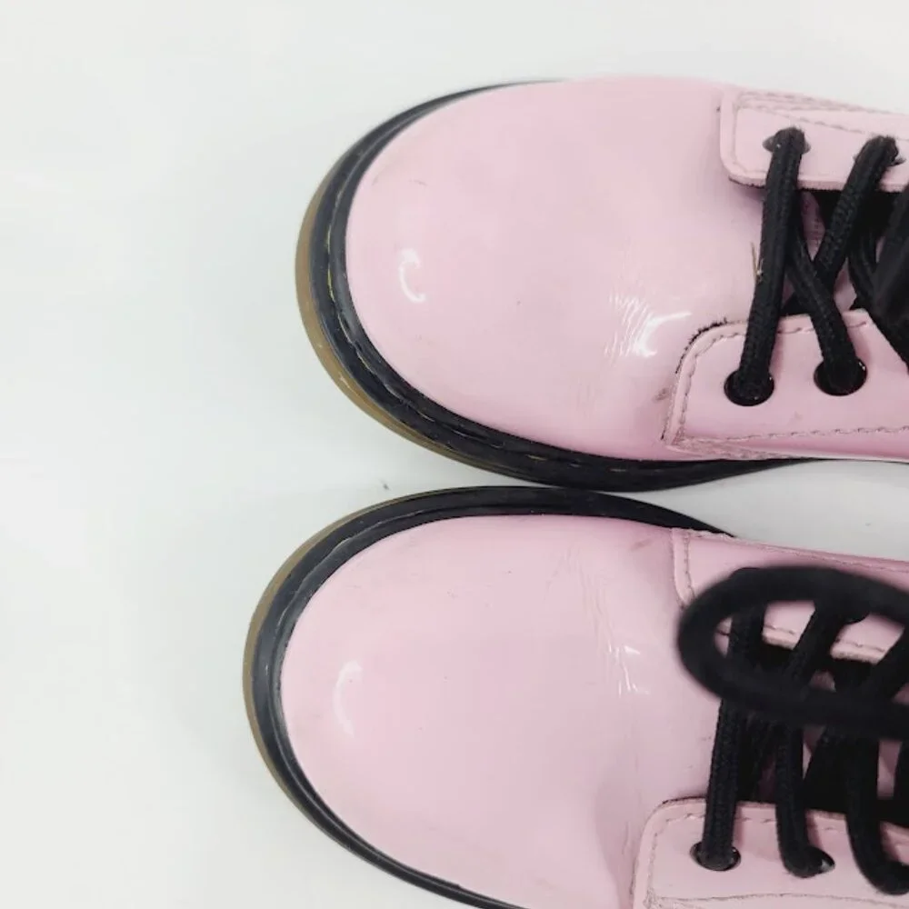Dr. Martens Girl's Pink 1460 Leather Lace‎ Up Classic Ankle Moto Boot Size 1